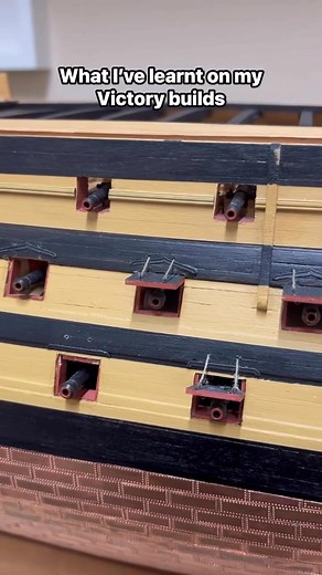 The starboard side of my 1:72 HMS Victory, with some of the gun port lids knocked off #modelship | John Builds Iconic Military Models