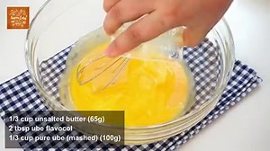 22K views · 653 reactions | How to make an Ube Pound Cake Here's what you'll need: Ingredients: 3 egg yolks 1/2 cup condensed milk (150g) 1/3 cup unsalted butter (65g) 2 tbsp ube flavocol (concentrated ube flavoring/coloring) 1/3 cup pure ube (mashed) (100g) 1 cup cake flour (115g) 1&½ tsp baking powder (7g) ½ tsp salt (3g) 3 egg whites 3 tablespoon sugar | Savor Easy | Facebook