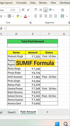 Auto-Update Total Amount | SUMIF Formula 💡