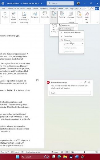 How to only show comments from a specific user in Microsoft Office