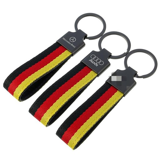 Audi and Mercedes-Benz nylon webbing car logo keychain key ring chain pendant