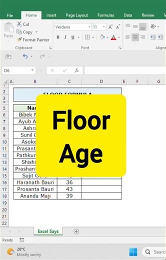 || How to separate age group in excel | Floor formula uses ||