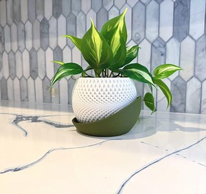3D Printed Planter Pot With Drip Tray - Modern 3D Printed Pot for Succulents, Cacti, and Small Plants, Fits 4-inch Pot, Drainage for Indoor - Etsy