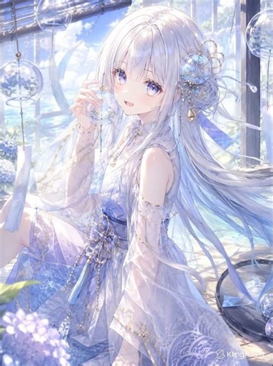 夏の風に、そっと揺れる風鈴の女の子🎐𓂃𓈒𓏸涼しげな音が聞こえてきそう…？#AIイラスト #AIart #VTuber準備中 #キャラクターデザイン #風鈴 #夏イラスト