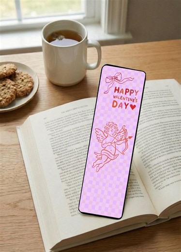 4 Printable Valentine's Day Bookmarks, Cute Hearts & Love Quotes, Pink Aesthetic Book Accessories, Galentine's Gift for Readers, DIY Digital