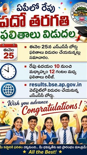 AP 10TH CLASS RESULTS ON 25th #aptenthresults #apsscresults #apstudents #viralshorts #result#toppers