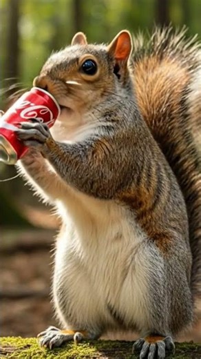 "Squirrel Caught Drinking Soda?! 🐿️🥤
