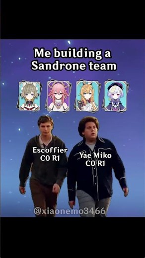 Building a premium team for Sandrone #genshinimpact #sandrone #yaemiko #escoffier #qiqi #meme
