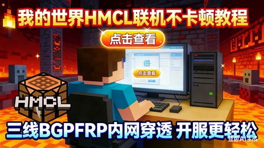 我的世界玩家社区传来喜报！HMCL 联机终解锁！HMCL FRP 我的世界开服不卡顿！三线 BGP 内网穿透超稳