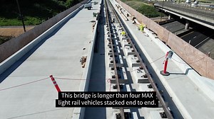 10K views · 170 reactions | Q: What will carry westbound MAX Red Line trains coming from the airport AND includes a multi-use path for easy connections between Gateway Transit Center and Gateway Green? A: This bridge! It's one of two structures we're building for the Better Red Project, which will help improve reliability for all MAX lines.  | TriMet | Facebook
