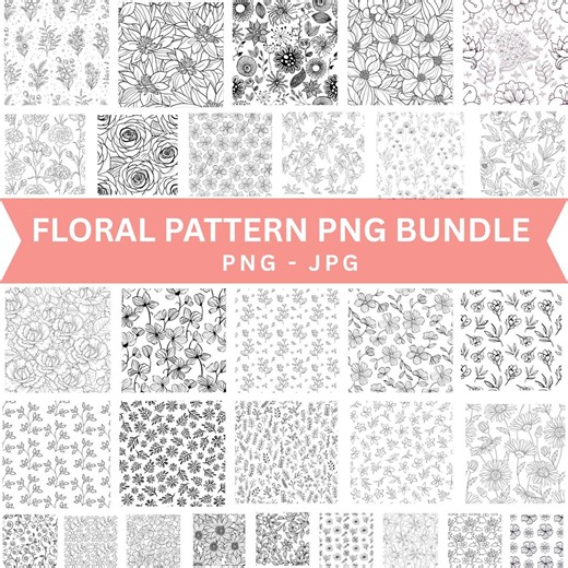 Floral Pattern SVG Bundle, Cut Files for Cricut and Silhouette, Seamless Floral Vector Design, Boho Flowers Vector Pattern, Instant Download - Etsy
