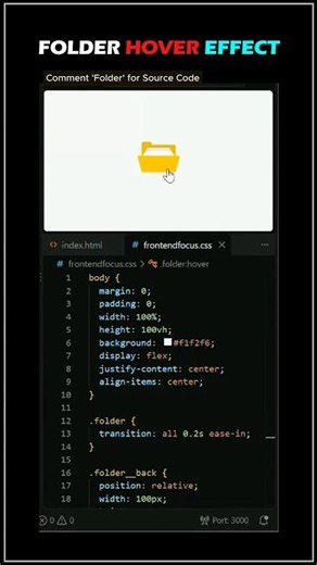 CSS Folder Hover Effect 📁 | HTML & CSS Animation #shorts