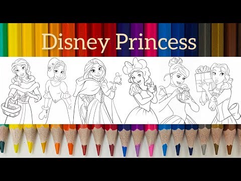 Coloring Every Disney Princess Christmas 🎄Disney Princess Belle ,Rapunzel , Snow with , Cinderella,