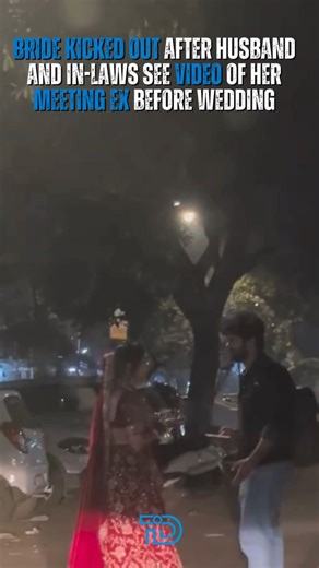 Tap in Daily on Instagram: "Update: The viral video of the Indian bride meeting her ex just hours before her wedding has sparked massive outrage. She went to see her ex one last time, in her bridal outfit, accompanied by a friend who recorded and shared the video. The clip went viral within hours. After the video surfaced, her in-laws and husband reportedly kicked her out of their home. This incident raises serious questions, whose fault is this? The bride, her friend, or the family? And why do