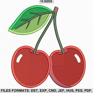 Cherry Embroidery Design, Machine Embroidery Pattern, Fruit Embroidery Design, Cute Cherry Design, 15 Sizes, Instant Download - Etsy