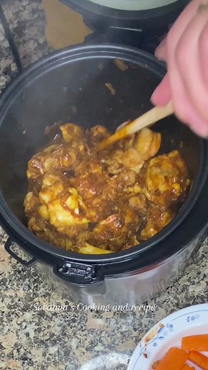 Stew Beef Tendon - Ingredients : . 2 large whole beef tendon. . 6 cloves garlic. . 1 small ginger root. . 1 shallot. 👉 in a pot add I’m using electric pot I use simmer setting cook for 30 minutes or until beef tendon is nice and tender. . 1/2 tbsp palm sugar. . 1 tbsp beef five spices. . 1 tbsp fish sauce. . 1 tsp Chinese five spices. . 1 tsp black pepper. . 1 tsp turmeric powder. . 2 tsp chicken bouillon powder. - Add hot boiling water just enough to cover the meat. - Add a small bundle green 