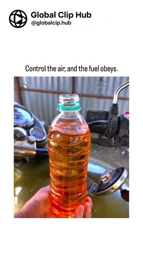 Global CLIP HUB on Instagram: "Fuel spills don’t happen because people are careless — they happen because liquid and air fight for control. Every time petrol is poured from a bottle into a bike or car tank, that sudden glug-glug chaos sends fuel splashing onto paint, ground, and sometimes skin. This simple trick flips the balance. Stretch a thin plastic wrap tightly over the bottle’s mouth. Poke one small hole in the center. That’s it. When you tilt the bottle, fuel exits in a clean, narrow stre