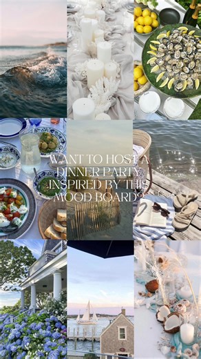 A Coastal Dinner Party is perfect for those nostalgic summer nights. I can see a menu of delicious seafood dishes or coastal-inspired dishes that seamlessly transport your guests to a seaside paradise. This theme allows you to create a relaxing and laid-back atmosphere reminiscent of a beach vacation where the days and nights are long, in the best way possible. Use the oysters as placecards and dine by candlelight. Linked on my blog ans ltk 🫶🏻🌊🐚 #dinnerparty #dinnerpartyinspo #coastalgrandmo