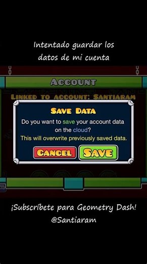 Geometry Dash: Intentado guardar los datos de mi cuenta #geometrydash #gaming #shorts