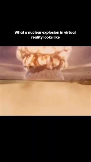 Poweredresearch on Instagram: "This video offers a chilling, high-definition simulation of a nuclear explosion on a tropical island from a first-person virtual reality perspective. It begins with a serene beach scene that is suddenly interrupted by a blinding white flash. The sky transforms into an apocalyptic orange as a massive mushroom cloud rises over the horizon. Soon after, a devastating shockwave tears through the landscape, uprooting palm trees and vaporizing structures in an instant. Th