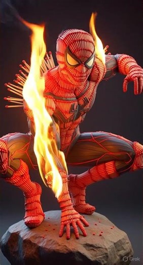 Burning Matchstick Web Hero Sculpture | Hyper Realistic Superhero Art #shorts
