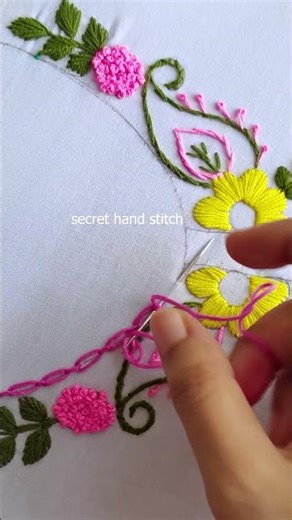 supper easy new neckline cable chain stitch || embroidery neckline #embroiderylover #viralshort