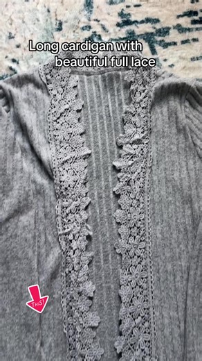 Women's Contrast Lace Open Front Longline Coat, Casual Long Sleeve Ribbed Outerwear for Spring & Fall, Ladies Clothes for Daily Wear#womamcardigan#foryoupage❤️❤️ #viral #sportlight #dailywear