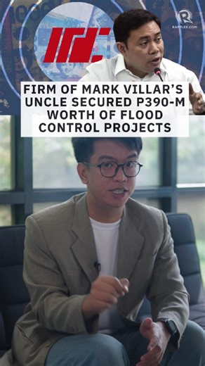 Uncle ni Mark Villar, may-ari ng firm na nakakuha ng P390M flood control contracts PANOORIN: Pag-aari ng tiyuhin ni Senator Mark Villar na si Christian Aguilar ang Motiontrade na nakakuha ng P390-million worth ng flood control projects mula sa DPWH. Mula 2023 at 2025, nakakuha ang firm ng DPWH contracts na umabot sa P2.8 billion. Panoorin si Jairo Bolledo at ang kuwento kung paano niya inimbestigahan ang firm. | Rappler