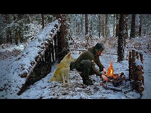 BLIZZARD SNOWSTORM, Winter Survival Bushcraft Shelter in Heavy Snow, Secret in NATURAL SHELTER ASMR