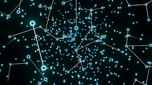 Download Chains of molecules in stream. Design. Interweaving of particles in moving stream. Stream of luminous molecules with changing connections of biological chains for free