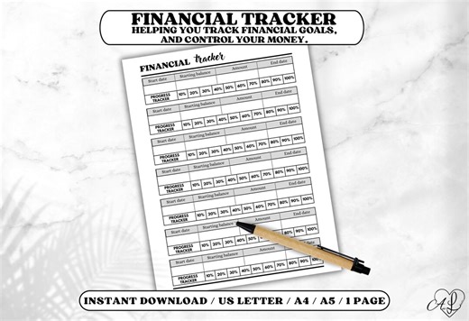 Financial Tracker Printable, Simple One Page Planner - Etsy