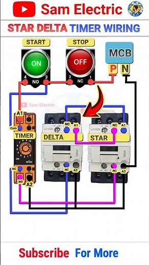 Star Delta Starter Timer Wiring l Contactor interlocking #shorts #connection #wiring #shortsfeed