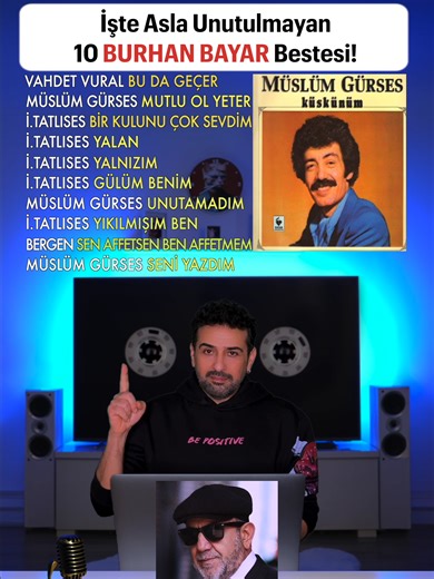 İşte Asla Unutulmayan 10 BURHAN BAYAR Bestesi! Yaşayan efsanelerden Burhan Bayar, söz yazarı, bestekâr, flüt virtüözü, orkestra şefi ve aranjördür. Müslüm Gürses ve İbrahim Tatlıses'in söylediği klasikleşmiş olan bir çok eser kendisine aittir. Besteleri fazlasıyla özgün ve senfoniktir. Hatta benim için en ilgi çekici olanı da her biri ayrı beste sayılabilecek derecede ana temadan farklı olan şarkılarının introlarıdır. Arabesk dinlemiyorum diyenlerin bile aşina olduğu, diline doladığı, bir dönem 