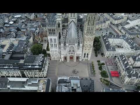 Rouen Cathedral or Cathédrale primatiale Notre-Dame de l'Assomption DRONE! - Rouen France - ECTV
