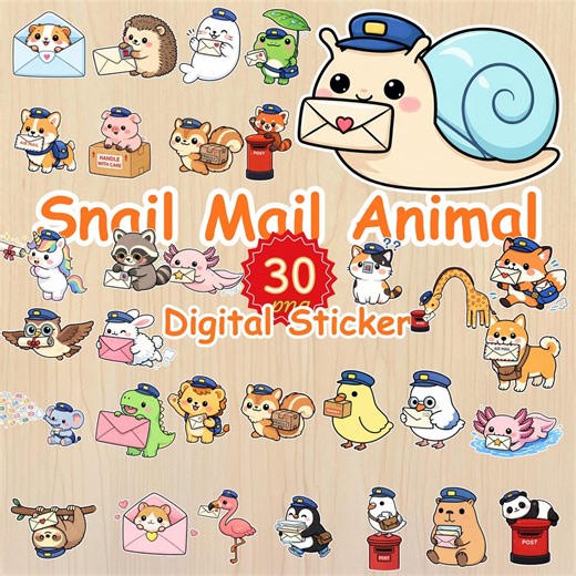 Postal Animal Sticker PNG, Kawaii Delivery Pet Pre-cropped Stickers for Goodnotes Planners - Etsy