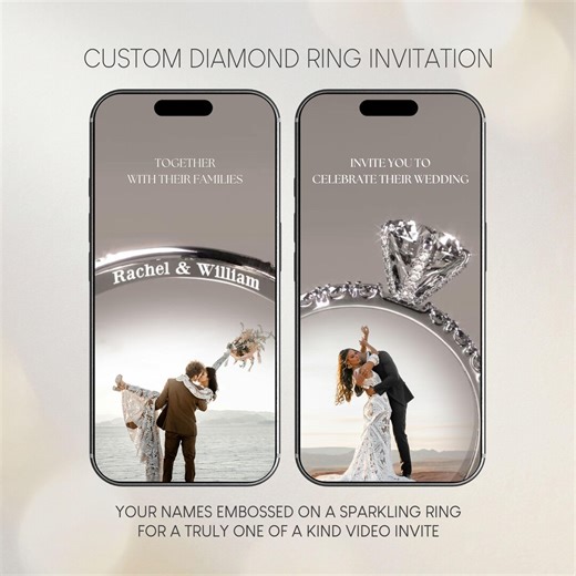 Elegant Wedding Invitation, 3D Diamond Ring Animation, Personalized Couple Names, Luxury Video - Etsy