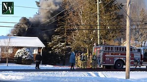 8.1K views · 50 reactions | North Dundas firefighters are at the scene of a shop fire on a South St. East residential property in Chesterville. Billowing smoke and flame, the shop is located behind the bungalow in the footage. The clip also shows the ablaze shop structure as seen from the rear of the property | Nation Valley News | Facebook