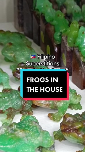 Filipino superstitions. Frogs in your house Having a frog in the house is a superstition in Filipino culture that is believed to bring about wealth and prosperity. This belief is rooted in the idea that the presence of a frog, especially a figurine or image of a frog, can attract positive energies associated with abundance and financial well-being. The frog's association with wealth likely comes from its symbolism in various cultures around the world. In some cultures, the frog is seen as a symb