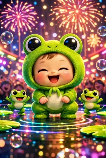 Cute baby dance with frogs #kidsoftiktok #cutebabies #kidscartoons #cute #funny