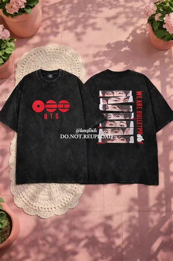 BTS Pattern Printed TShirt! Retro Design Washed Loose Casual.Tshirt for Men and Women! #bts #printedtshirt #fashionable #lunafindx #fyp