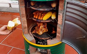 自制多层新式烤炉，一次就能出炉烤鸡烤香肠，吃得贼过瘾