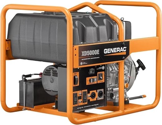 Generac 6864 XD5000E 5000-Watt Diesel-Powered Portable Generator - Ideal for Emergency Backup Power and Job Sites -
