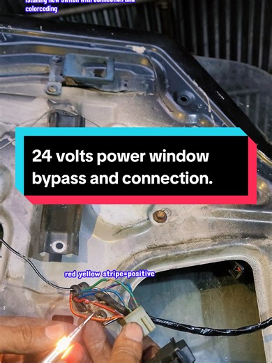 misubishi canter 24 volts power window bypass and new switch connection with colorcoding. #autoelectrician #powerwindow #connection #carwiring #autotips