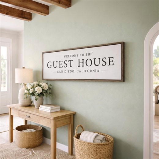Personalized Guest House Sign, Welcome to Our Guest Home Wall Decor, Airbnb Entryway Signs - Etsy