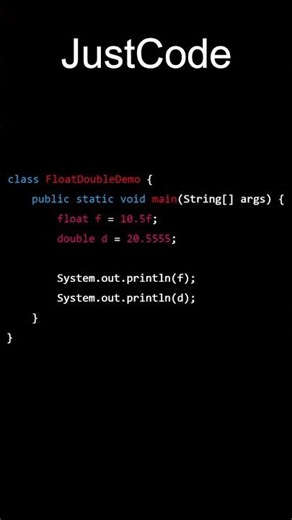 Float and Double in Java for Beginners | Java Series #7 | JustCode |#coding #programming #shorts