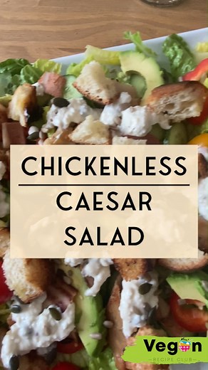 1.6K views · 42 reactions | Looking for a filling but healthy salad that's satisfyingly delicious? 綾 You'll want to make our Chickenless Caesar Salad your go-to summer dinner! It's perfect for those hot days as it requires minimum cooking. In fact, you can get ready-to-eat vegan chicken strips in different flavours these days, so no need to pop on the hob at all!  Find the full recipe - and thousands more - over on our webpage  veganrecipeclub.org.uk | Vegan Recipe Club | Facebook
