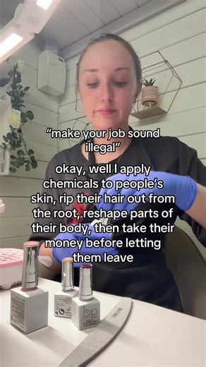 make your job sound illegal #nailtech #beautytherapist #esthetician #job #pinkcollar