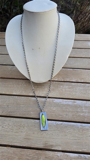 Vintage Jorgen Jensen Pewter Green Pendant Necklace - Etsy UK