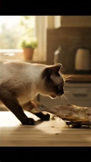 Cartoon Cat vs Fried Fish 🐱🍴#CartoonCat #FunnyKids #FishEscape #shorts