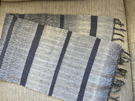 Hand-woven Table Runner, White, Gray-blues - Etsy